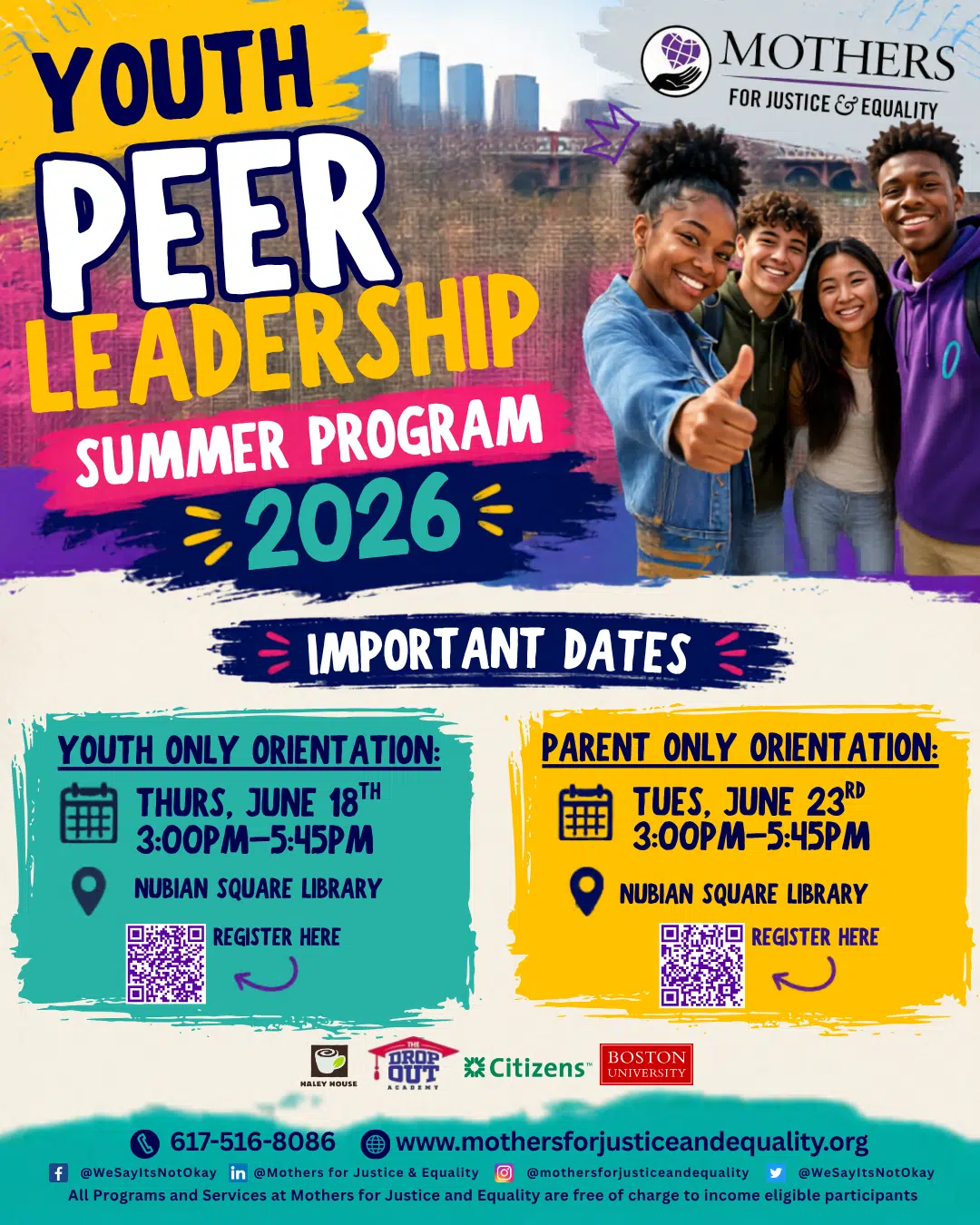 Summer 2026 Youth Peer Leadership Flier